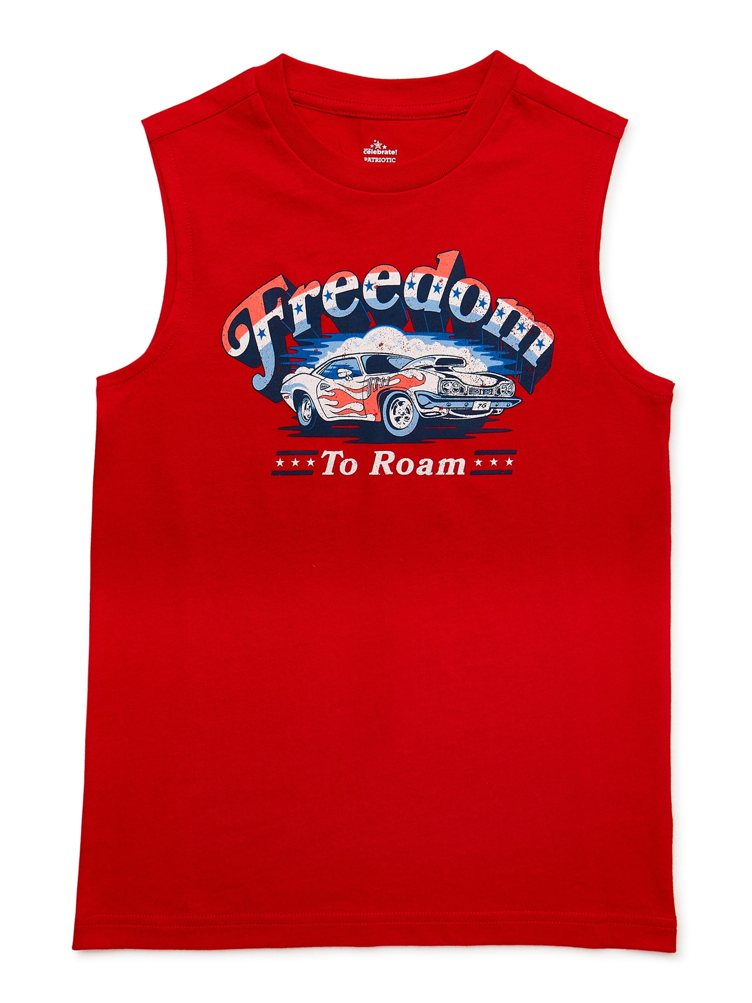 Way to Celebrate Americana Boys’ Graphic Muscle Tank – Husky Sizes 4-18