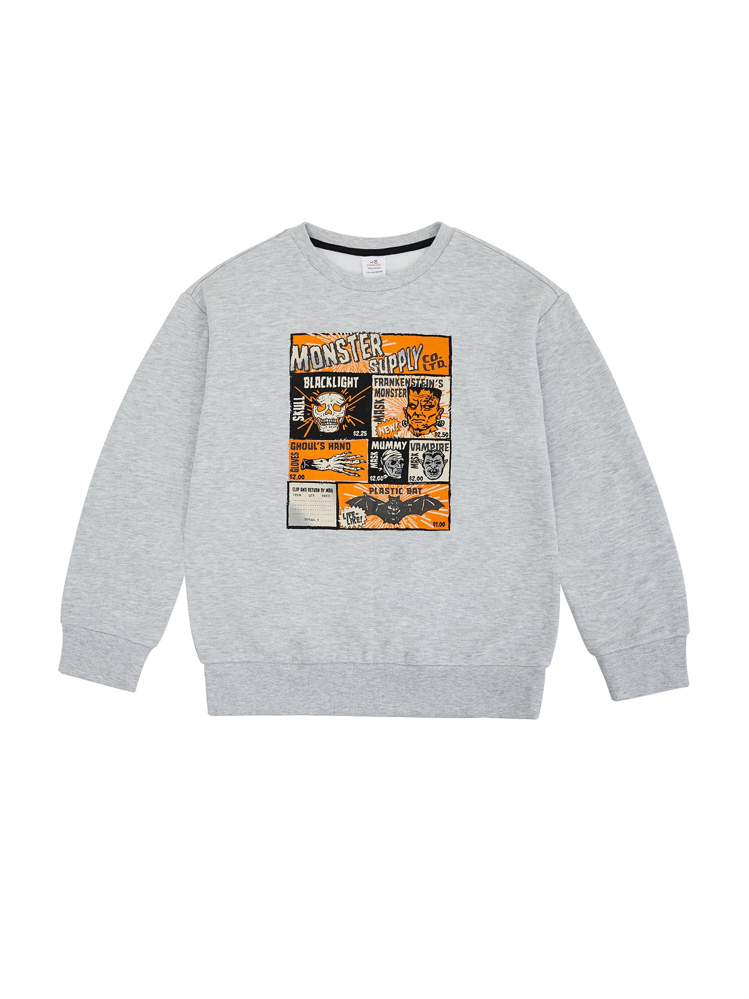Way To Celebrate Boys Halloween Crewneck Sweatshirt, Sizes 4-18 & Husky
