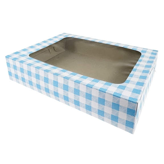 Way To Celebrate 19" x 14" x 4" Blue Plaid Cake Box with Window (1 Piece)