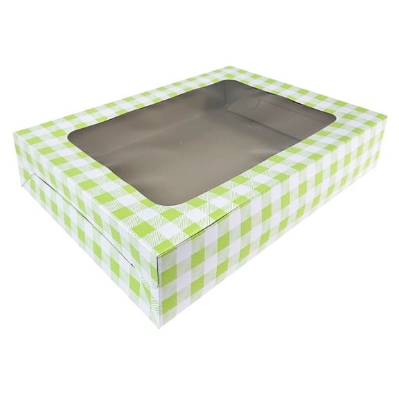 Way To Celebrate 19" x 14" x 4" Green Plaid Cake Box with Window (1 Piece)
