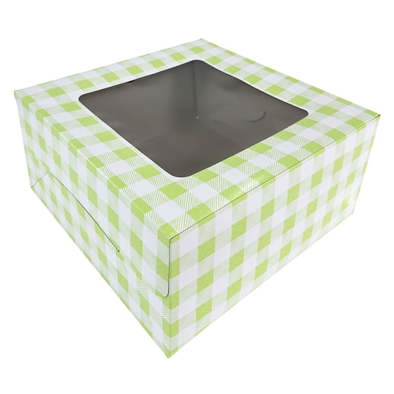 Way To Celebrate 12" x 12" x 6" Green Plaid Cake Box with Window (1 Piece)