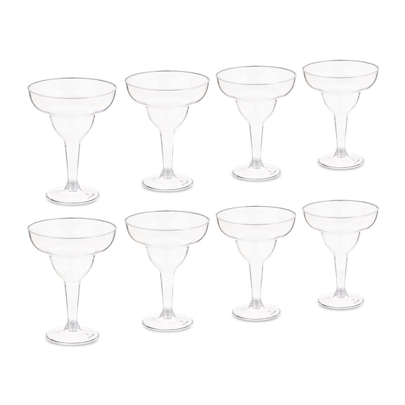 Way To Celebrate Clear Plastic Margarita Glasses, 8 Count, 10.8 oz, 5.7 in x 4.4 in