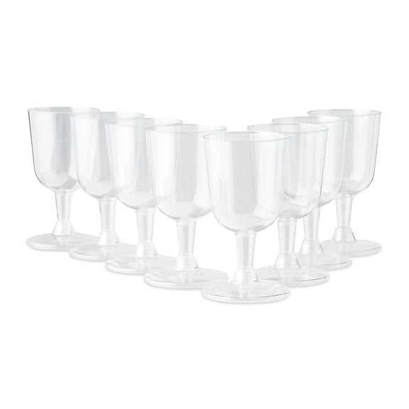 Way To Celebrate Clear Plastic Wine Glasses, 8 Count, 6.3 fl oz, 4.84 in x 2.64 in