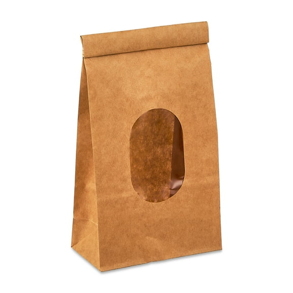 4.5" x 9.6" Kraft Treat Bags with Windows, 12 Count, by Way To Celebrate