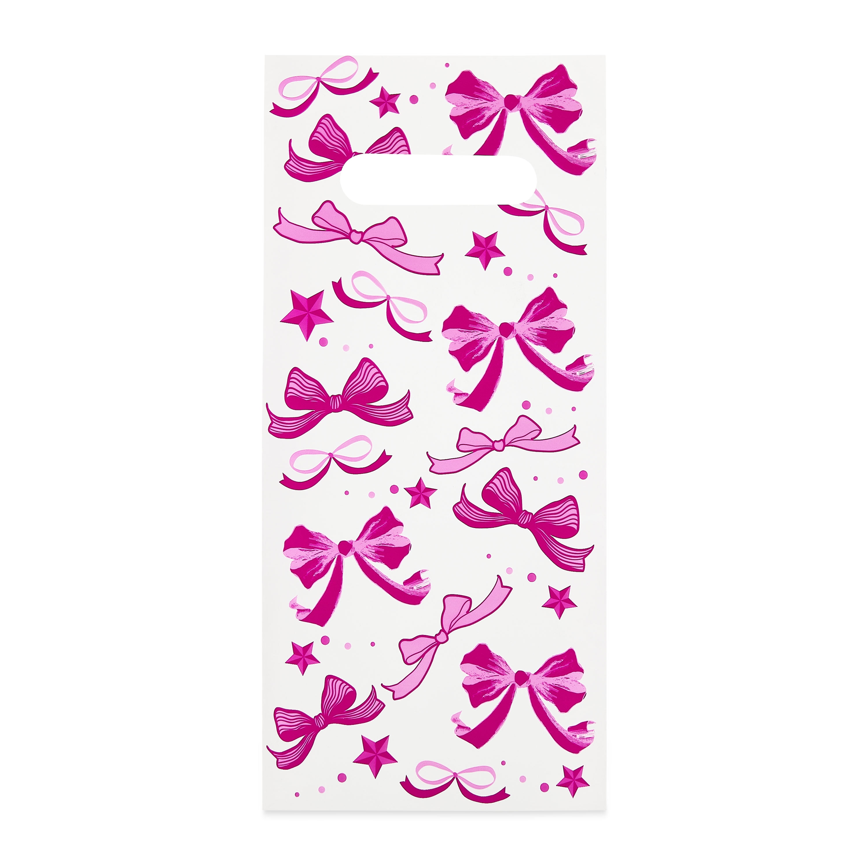 Pink Bows Treat Bags with Handles, 5.5" x 12", 12 Count, by Way To Celebrate(12 Counts)