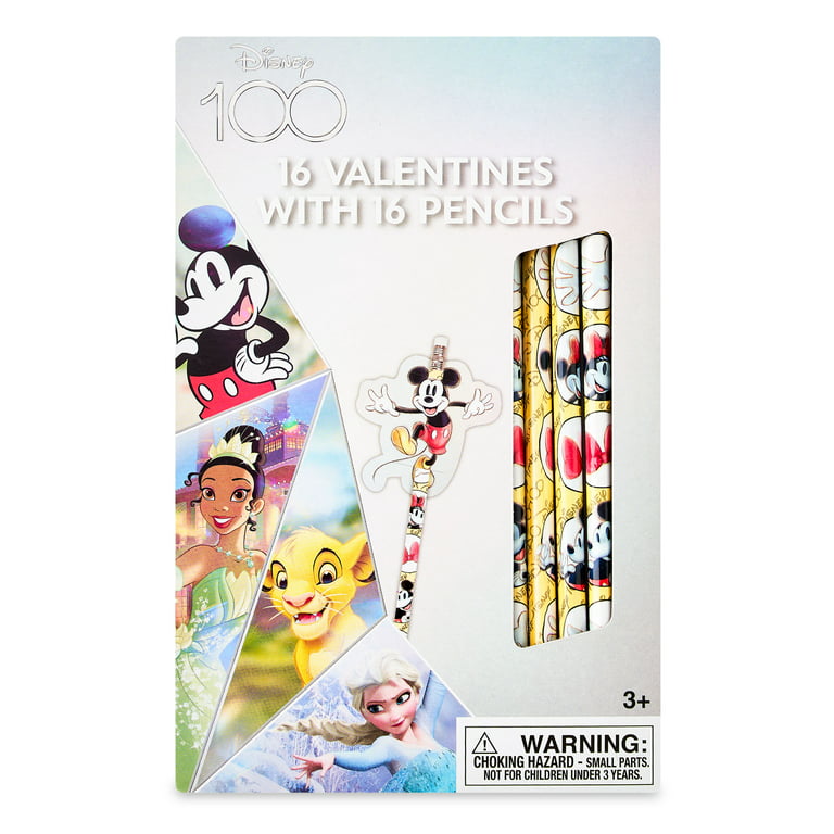Way To Celebrate Disney Mickey Mouse Valentine's Day Cards, 16 Count,  Multi-Color Classroom Exchange Cards, 16 Full Size Pencils