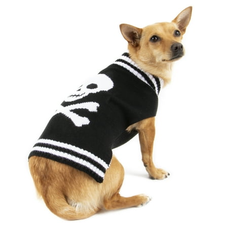 Way To Celebrate Dog Sweater, Black Skull Crossbones, (Medium)