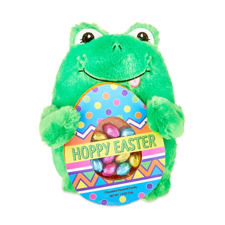 Way To Celebrate Easter 10 Plush Frog with Chocolate Flavored Candy, Green