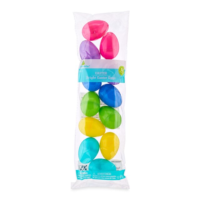Way To Celebrate Easter 40 MM Bright Plastic Easter Eggs, 12 Count
