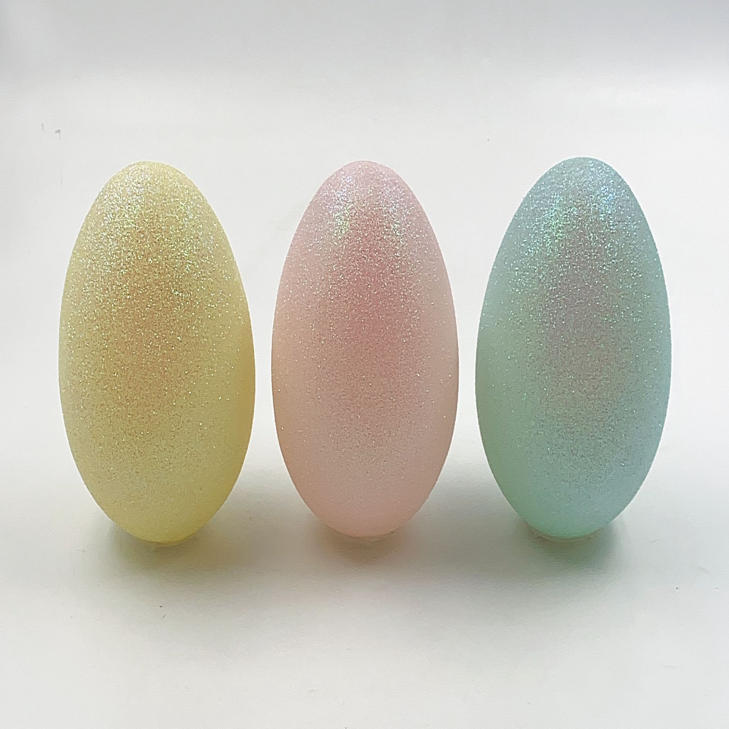 Way To Celebrate Easter 5-inch Height Multi-Color Glitter Plastic Egg Indoor Decor, Yellow, Pink, Blue