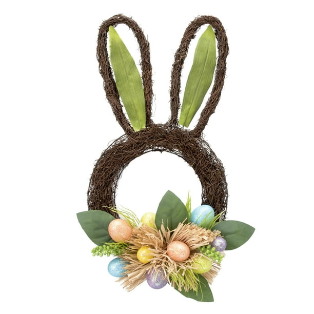 Way To Celebrate Easter Bunny Wreath with Glitter Eggs