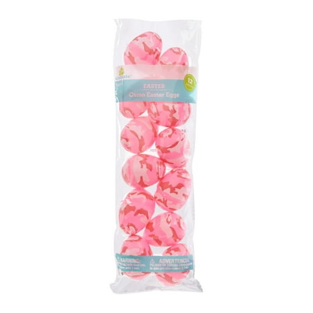 Way To Celebrate Easter Camo Eggs, Pink, 12 Count