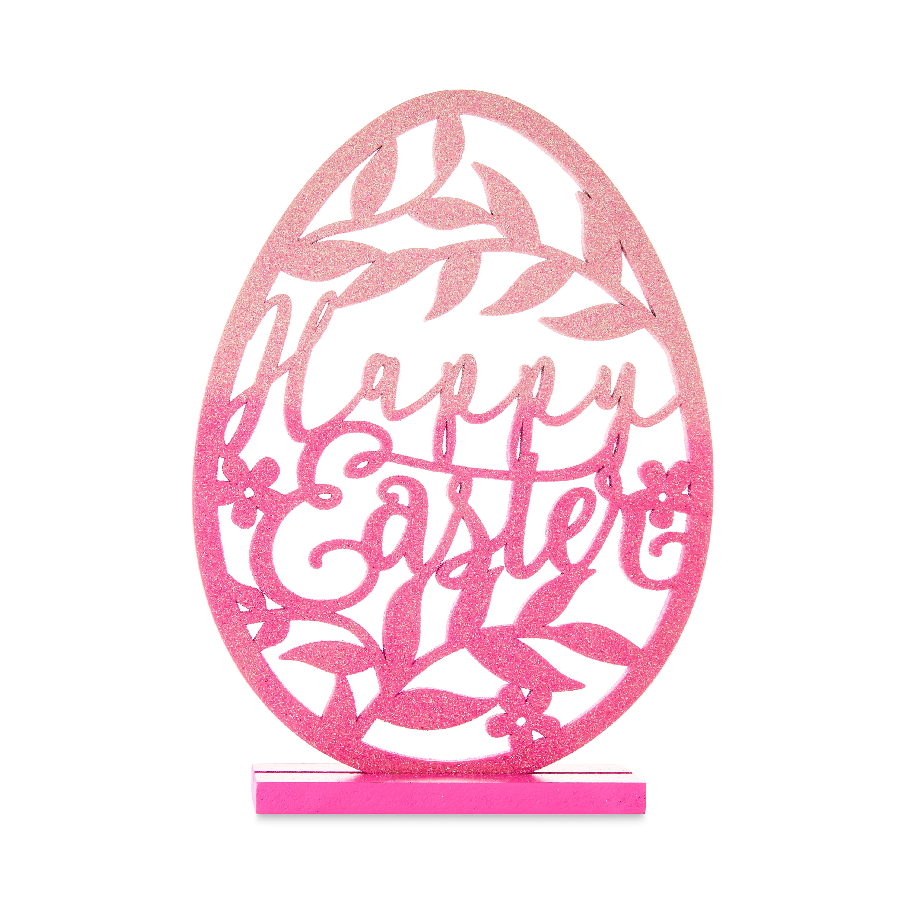Way To Celebrate Easter LaserCut Glittered Pink Egg Decor