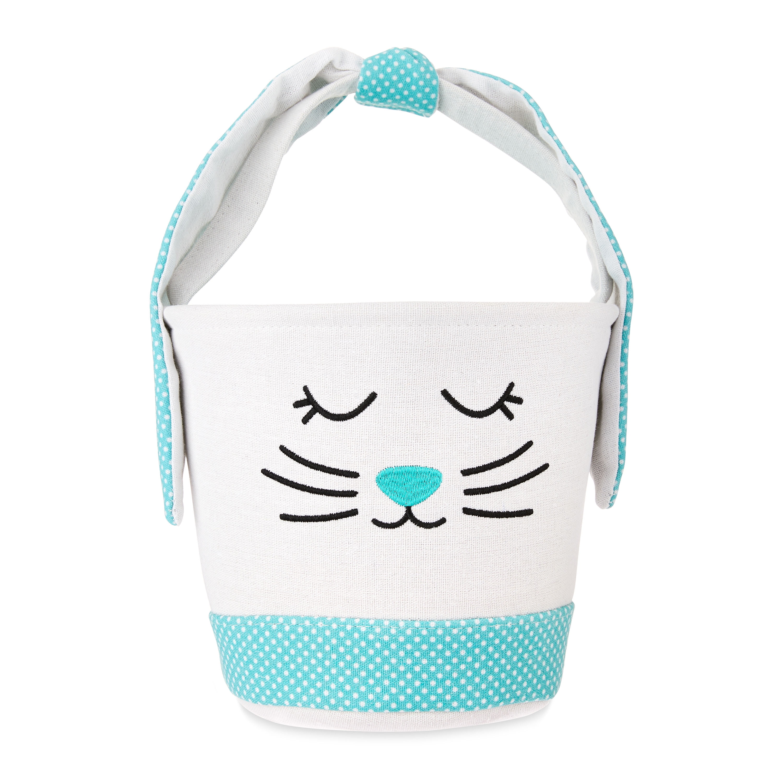 Way To Celebrate Easter Round Fabric Bunny Basket, Teal