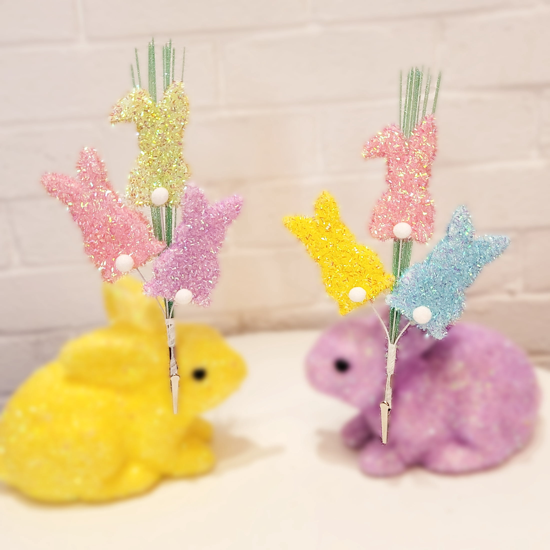 Way To Celebrate Easter Tinsel Bunny Clip with White Pompom Tail Assortment