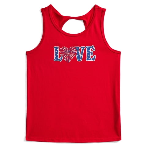 Fourth of July Girls Patriotic Americana Graphic Tank Top from Way To Celebrate, Sizes 4-18