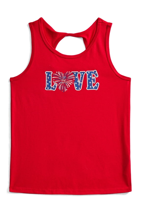 Fourth of July Girls Patriotic Americana Graphic Tank Top from Way To Celebrate, Sizes 4-18