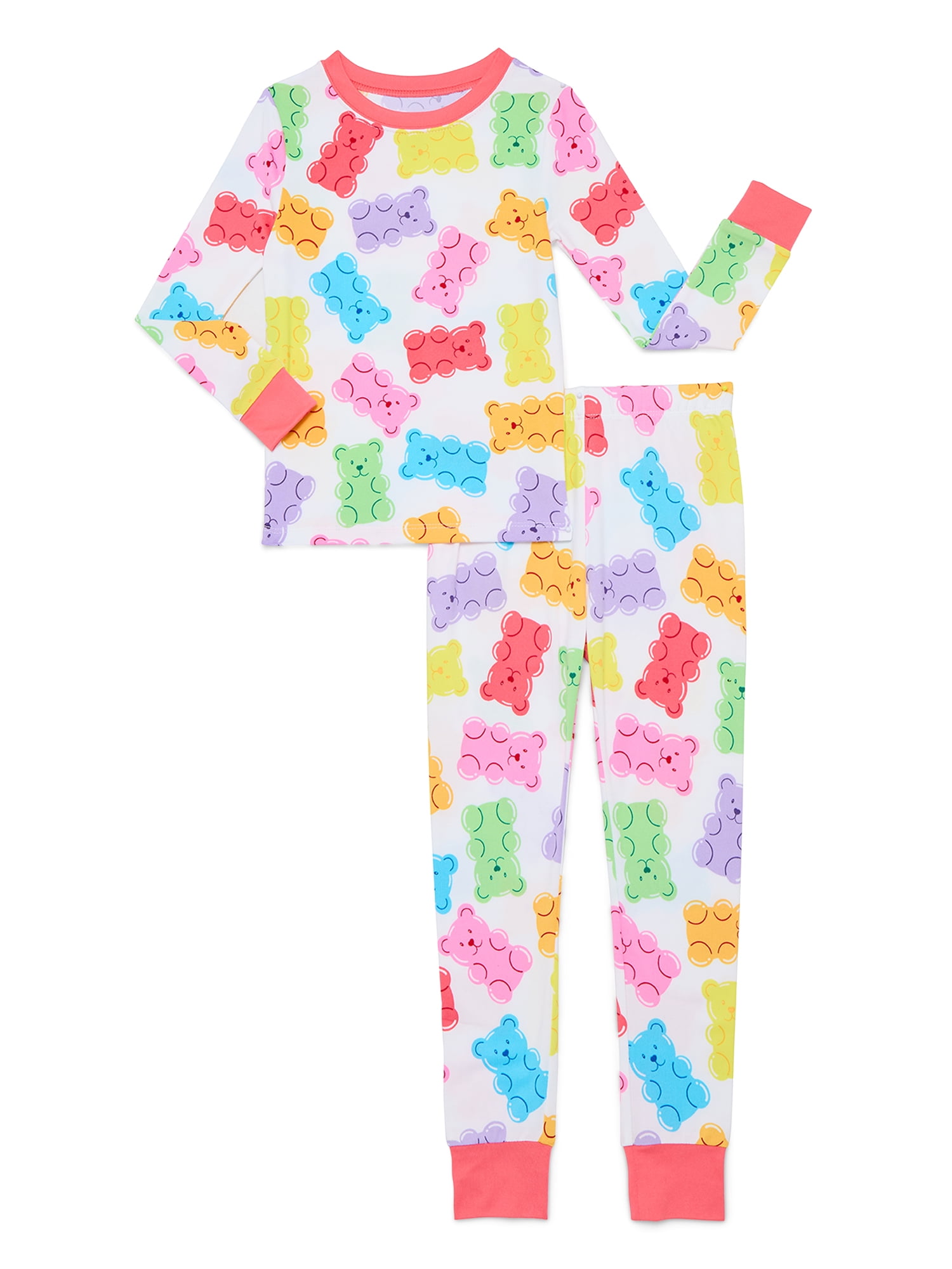 Way To Celebrate Girls' Tight Fit Top and Pants Pajama Set, 2-Piece Set, Sizes 4-10