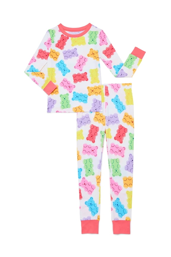 Girls' Tight Fit Top and Pants Pajama Set, 2-Piece Set, Sizes 4-10
