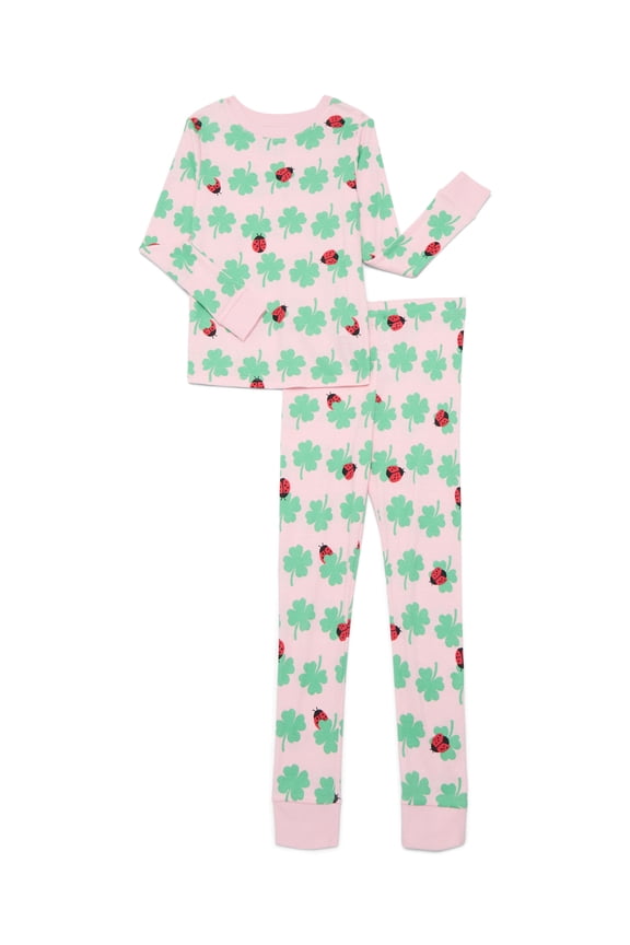 Girls Cotton Snug-Fit Top and Pants Pajama Set from Way to Celebrate, 2-Piece, Sizes 4-10