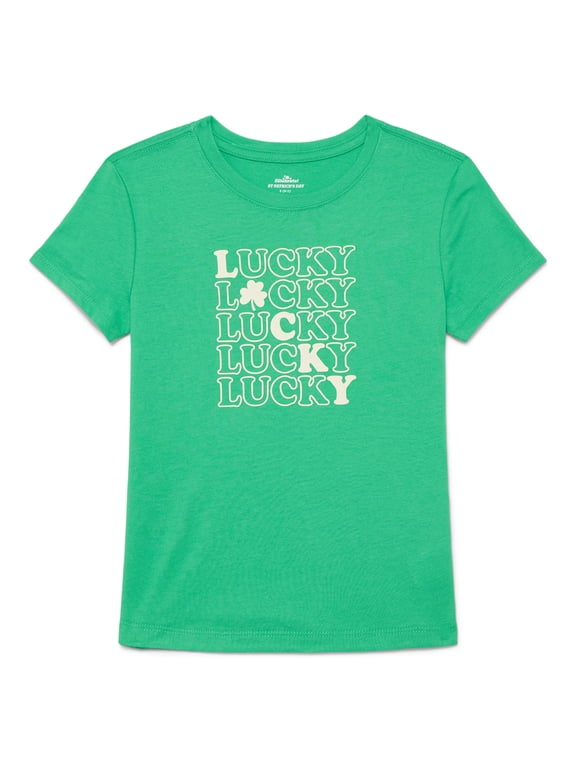 St. Patrick’s Day Girls Short Sleeve T-Shirt, Sizes 4-18