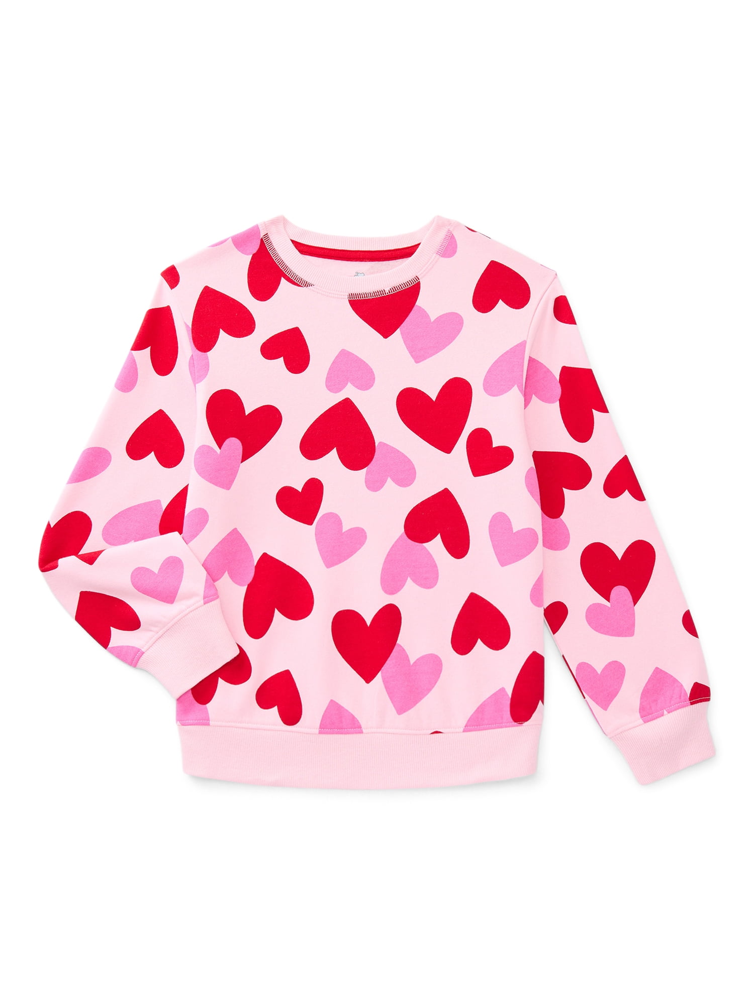 Way to Celebrate Girls Valentine's Day Long-Sleeve Graphic Fleece Sweatshirt, Sizes 4-18