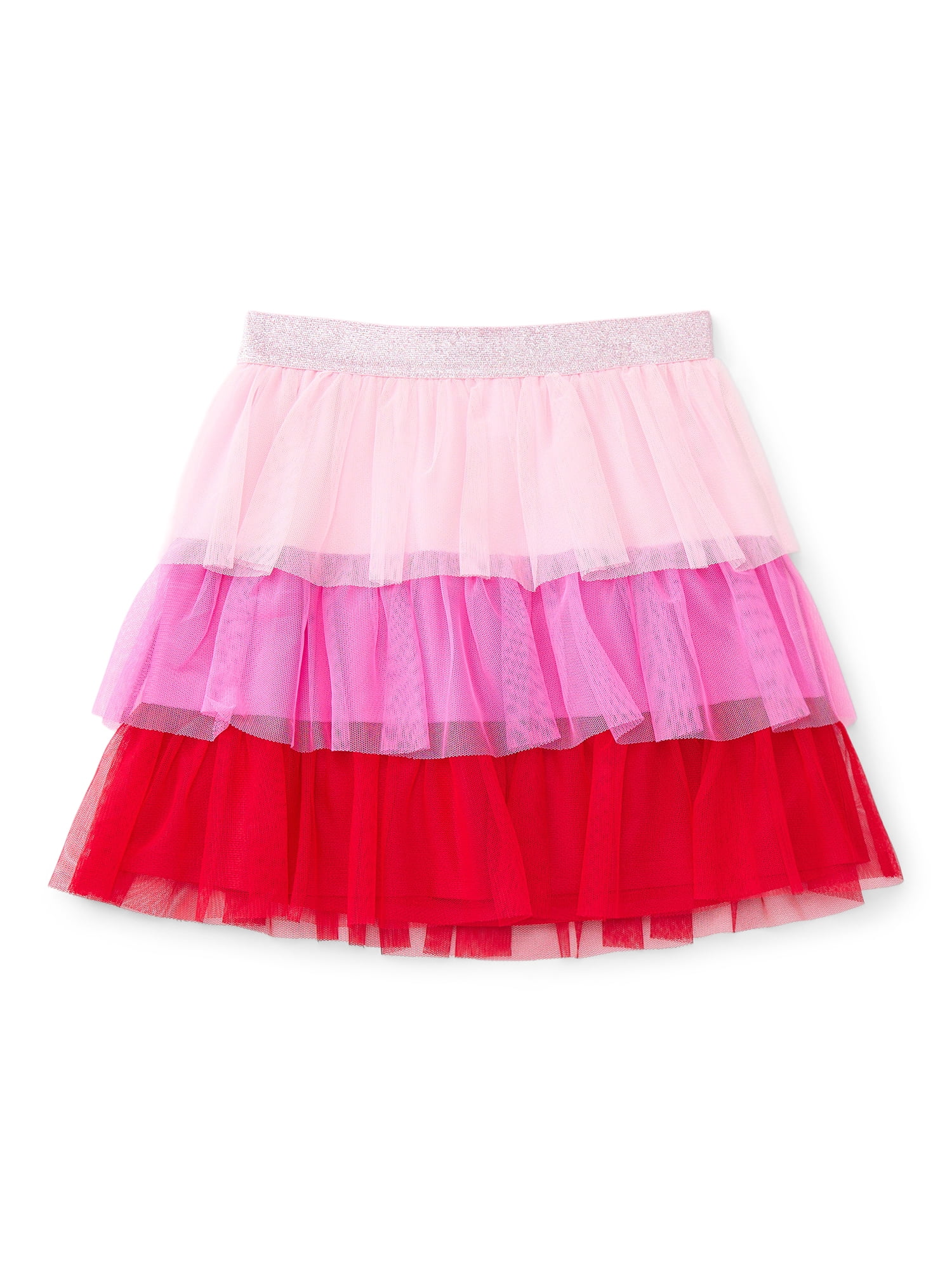 Way to Celebrate Girls Valentine's Day Tiered Mesh Skirt, Sizes 4-18