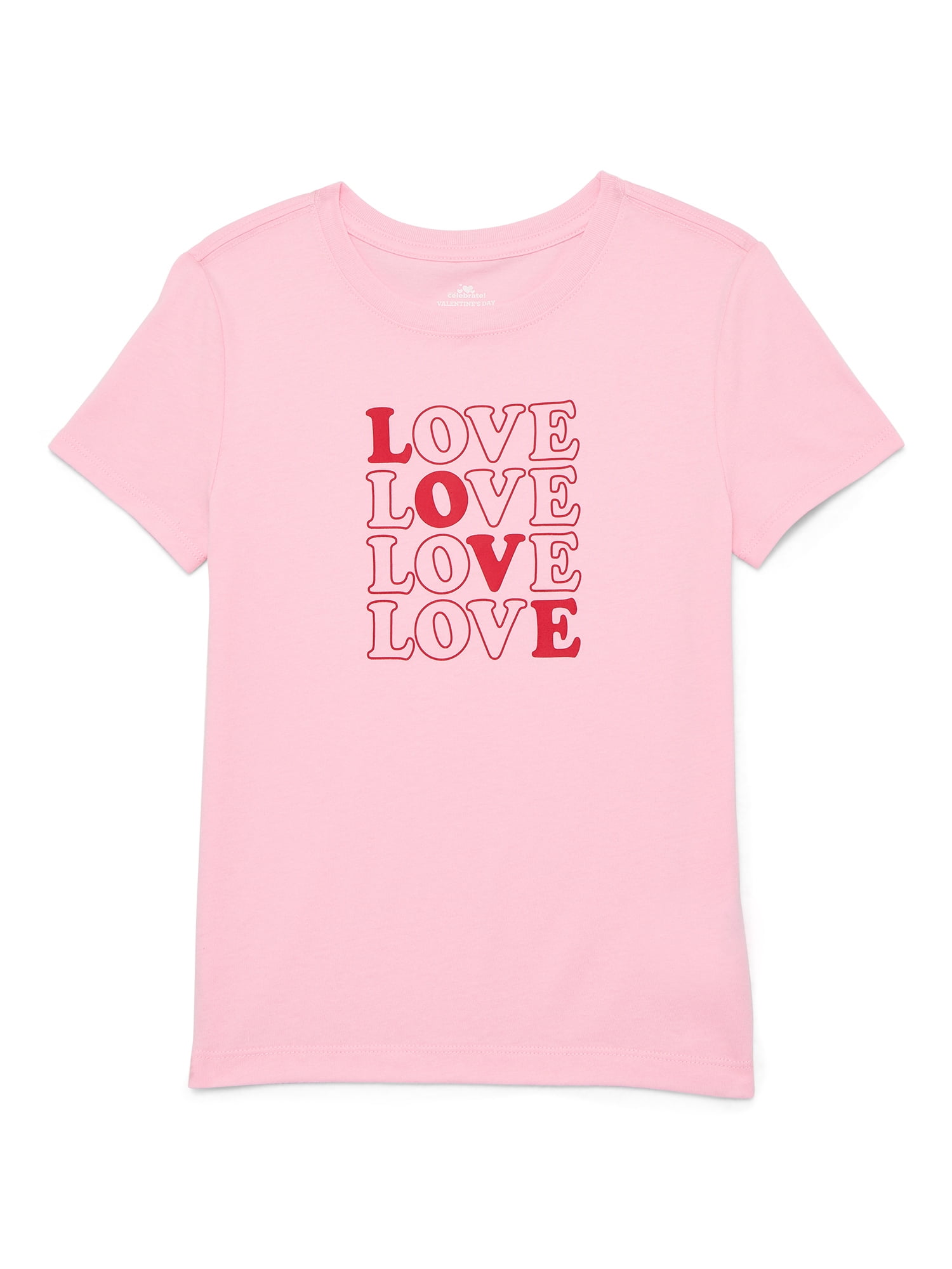 Girls Valentine's Day Short Sleeve Graphic T-Shirt, Sizes 4-18