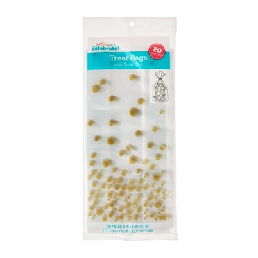 Gold Dot Treat Bags with Twist Ties, 5" x 3" x 11", 20 Count, by Way To Celebrate