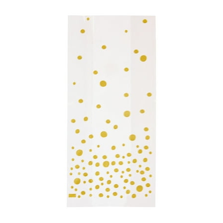 Gold Dot Treat Bags with Twist Ties, 5" x 3" x 11", 20 Count, by Way To Celebrate