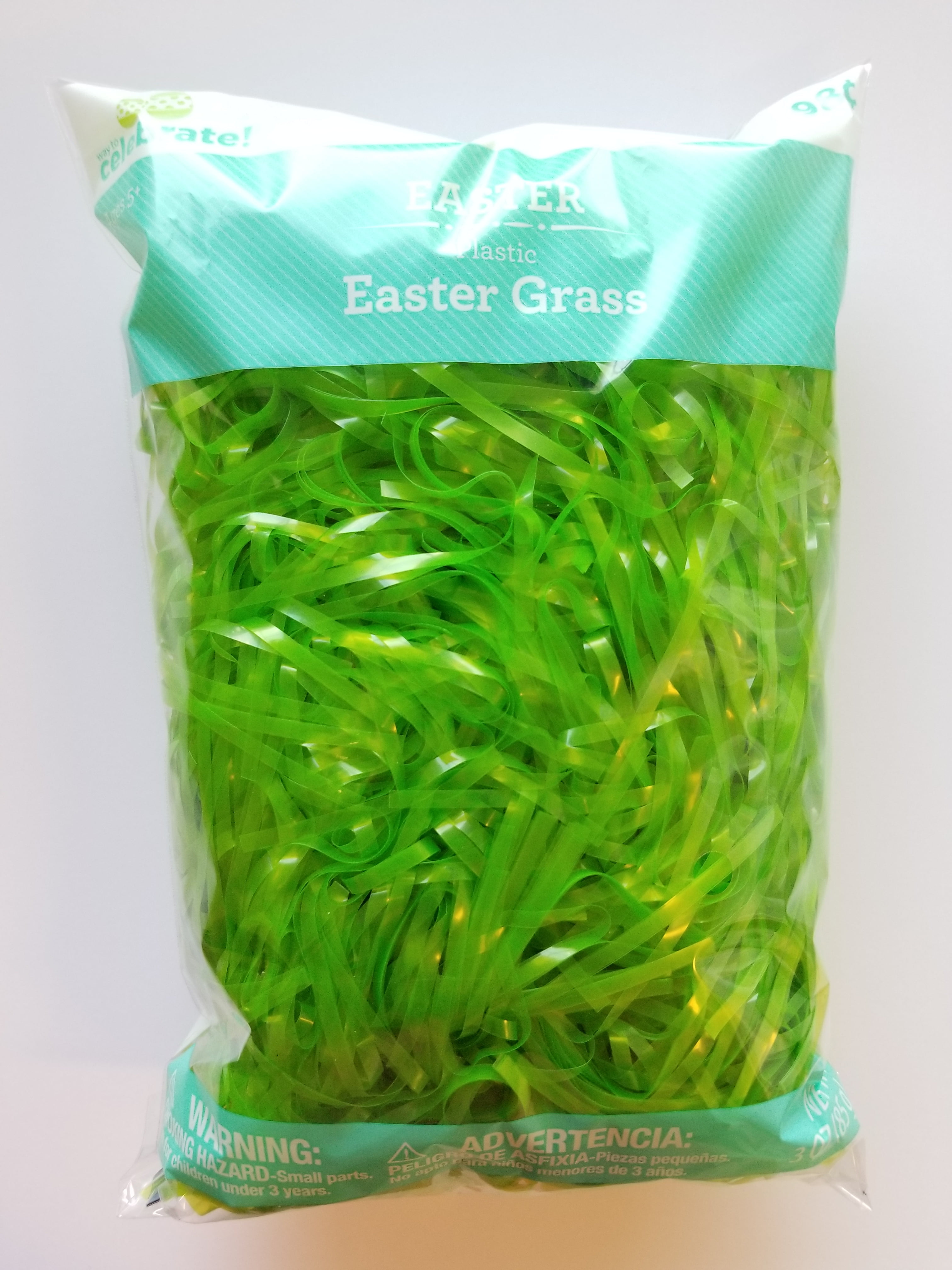 Way To Celebrate Green Plastic Easter Grass, 3 Oz
