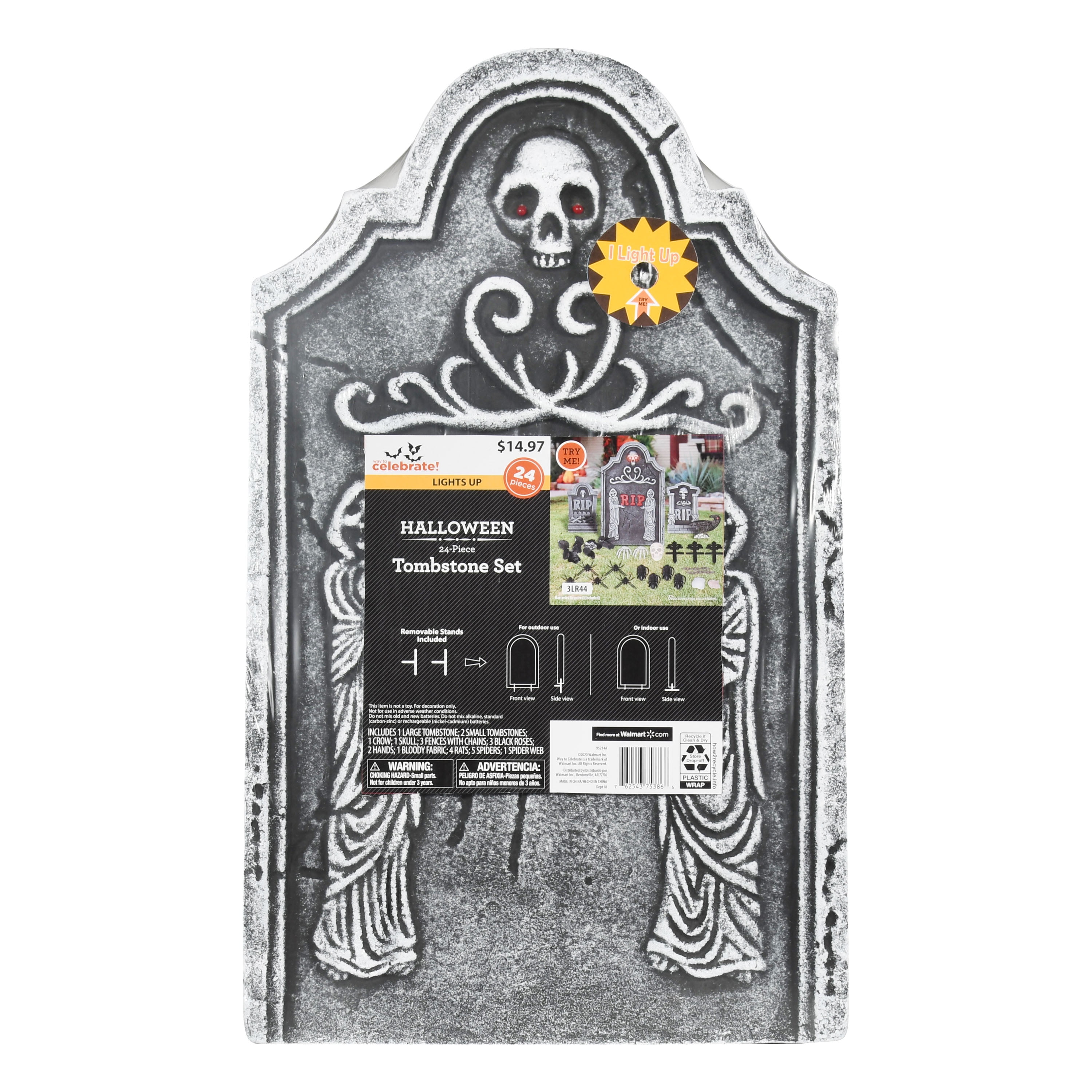 Way To Celebrate Halloween 24Piece LightUp Tombstone Decoration Set