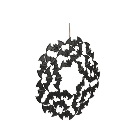 Metal Bat Wreath, Black, 22", Halloween by Way To Celebrate