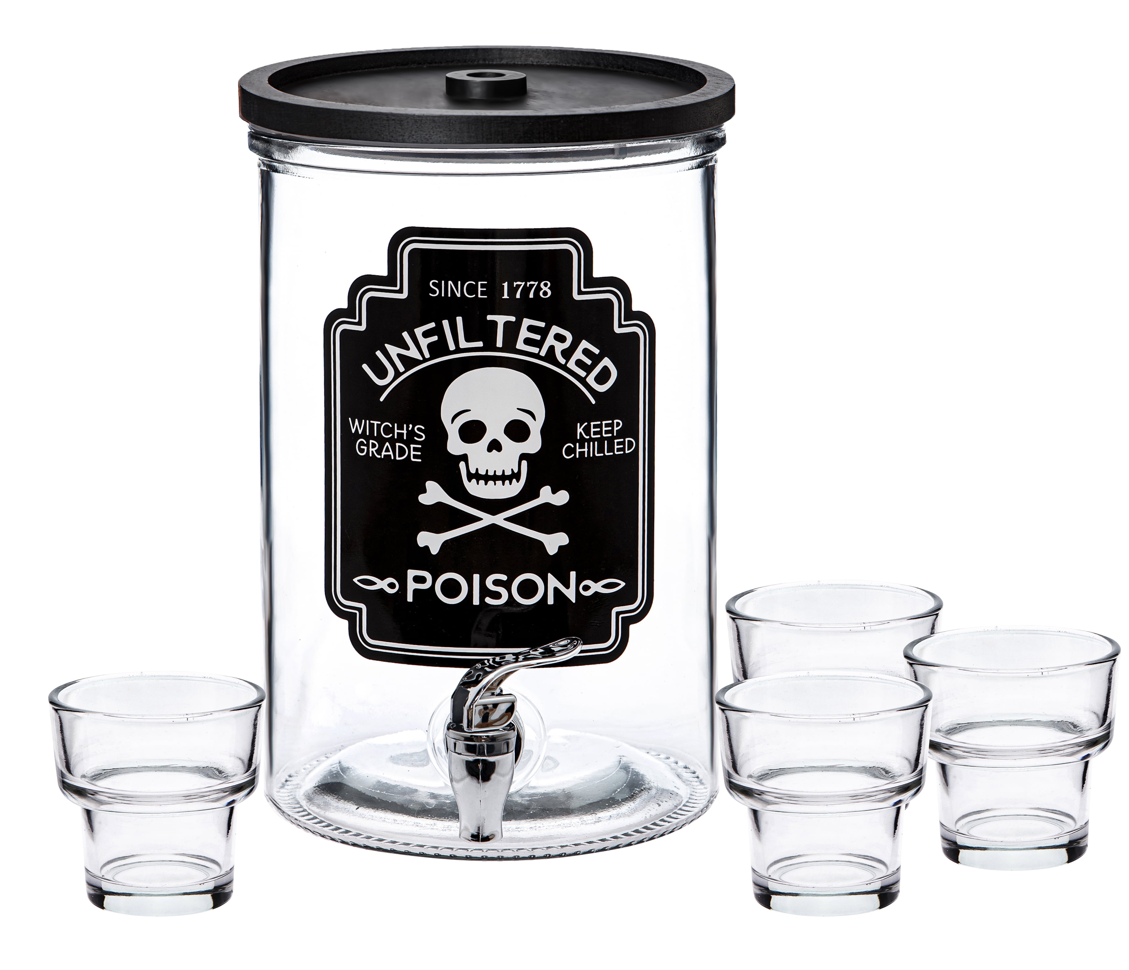 Halloween Party 1 Gallon Cold Drink Dispenser Skull Crossbones Zombie Juice  Jar