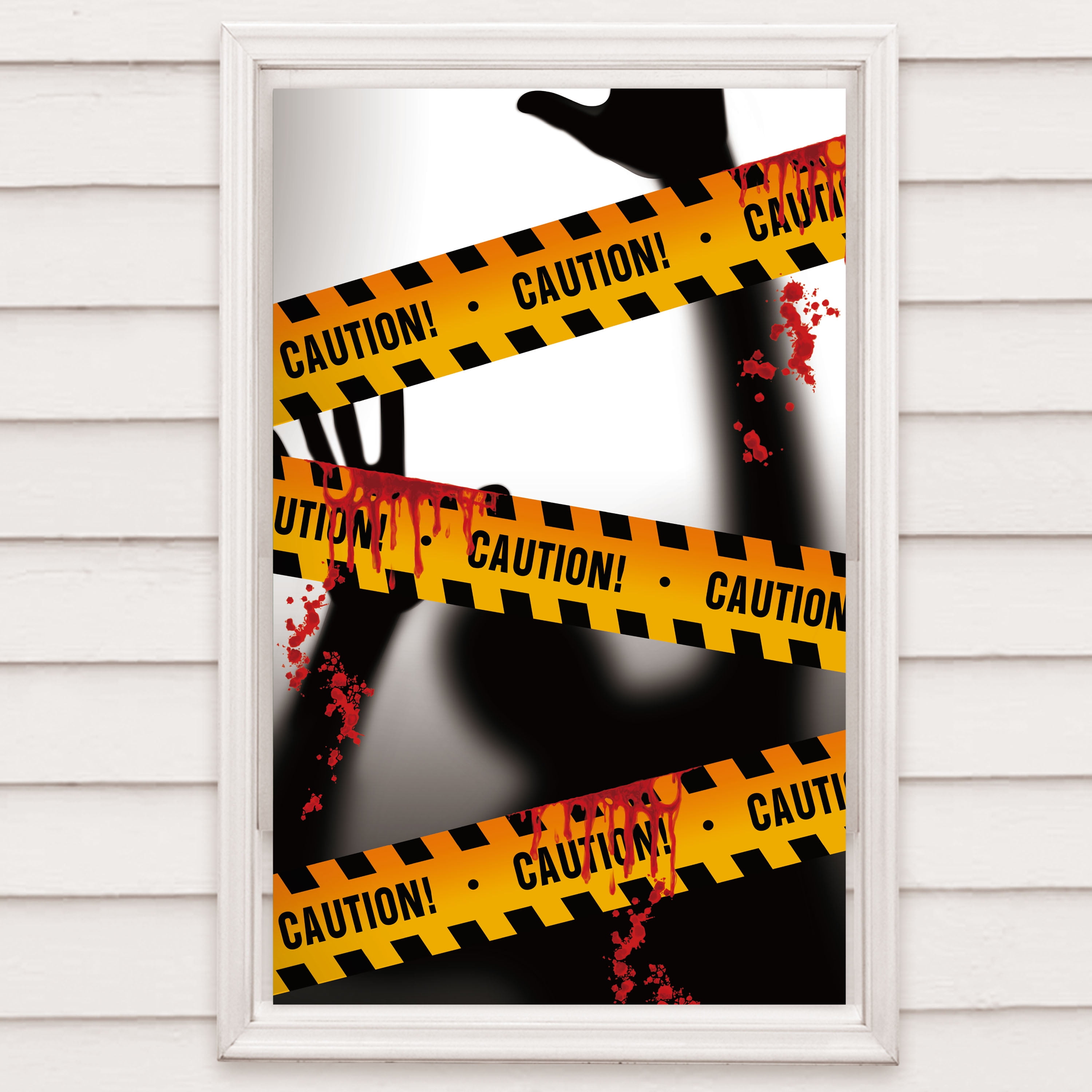 Way To Celebrate Halloween Caution Plastic Window Cover 30in x 48in