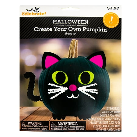 Way To Celebrate Halloween Create Your Own Pumpkin, Black Cat
