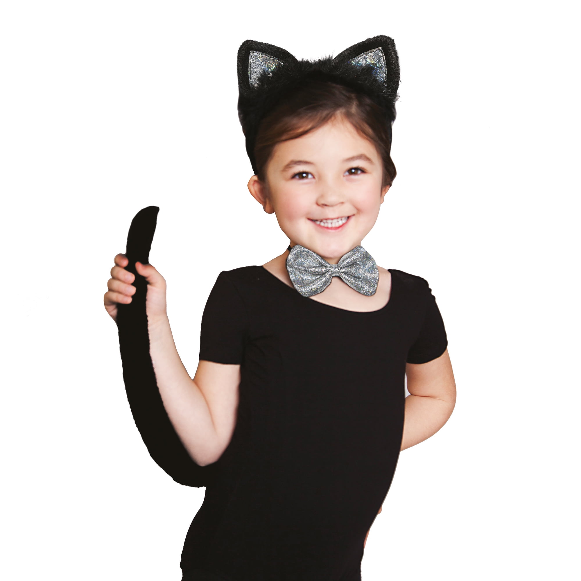 Halloween Girls' Glitter Black Cat Costume Accessory Kit, 3 Pieces, by ...