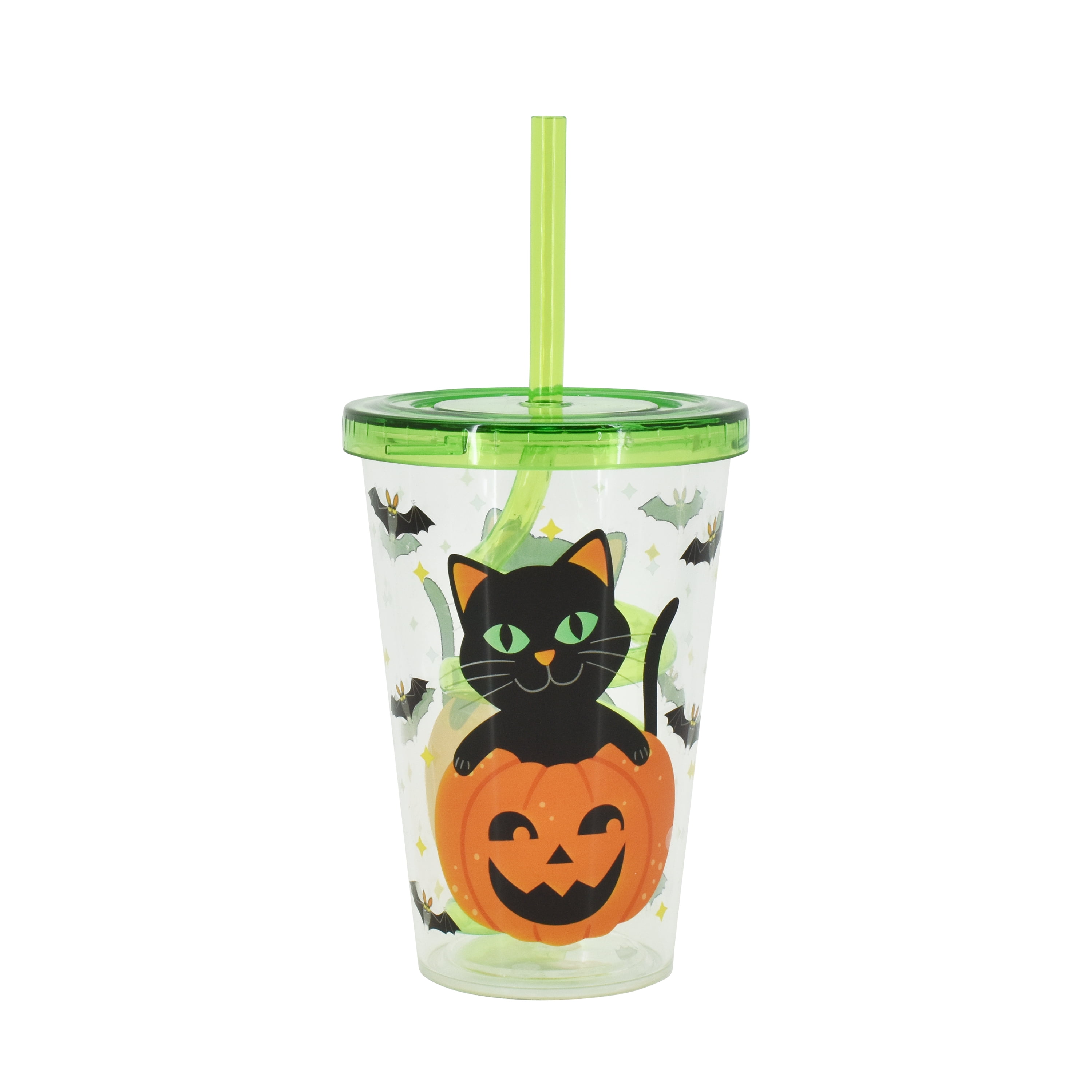 Black Cat Spooky Halloween Straw Topper Straw Buddy Dual Color 