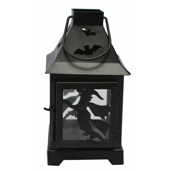 Way To Celebrate Halloween Metal & Glass Witch Cutout Tea Light Holder Decoration, Black, 7.5"