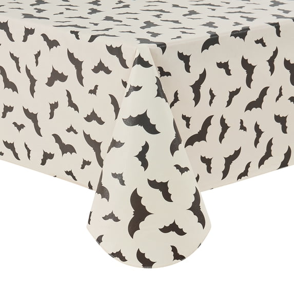 Way To Celebrate Halloween PEVA Tablecloth Indoor & Outdoor Table 60" x 102" - Bat Toss
