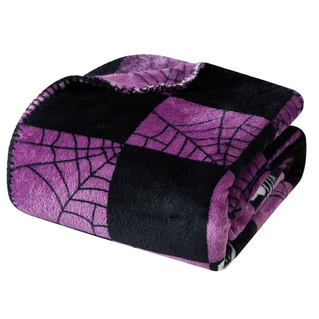 Way To Celebrate Halloween Skeleton Throw Blanket, Purple, Standard