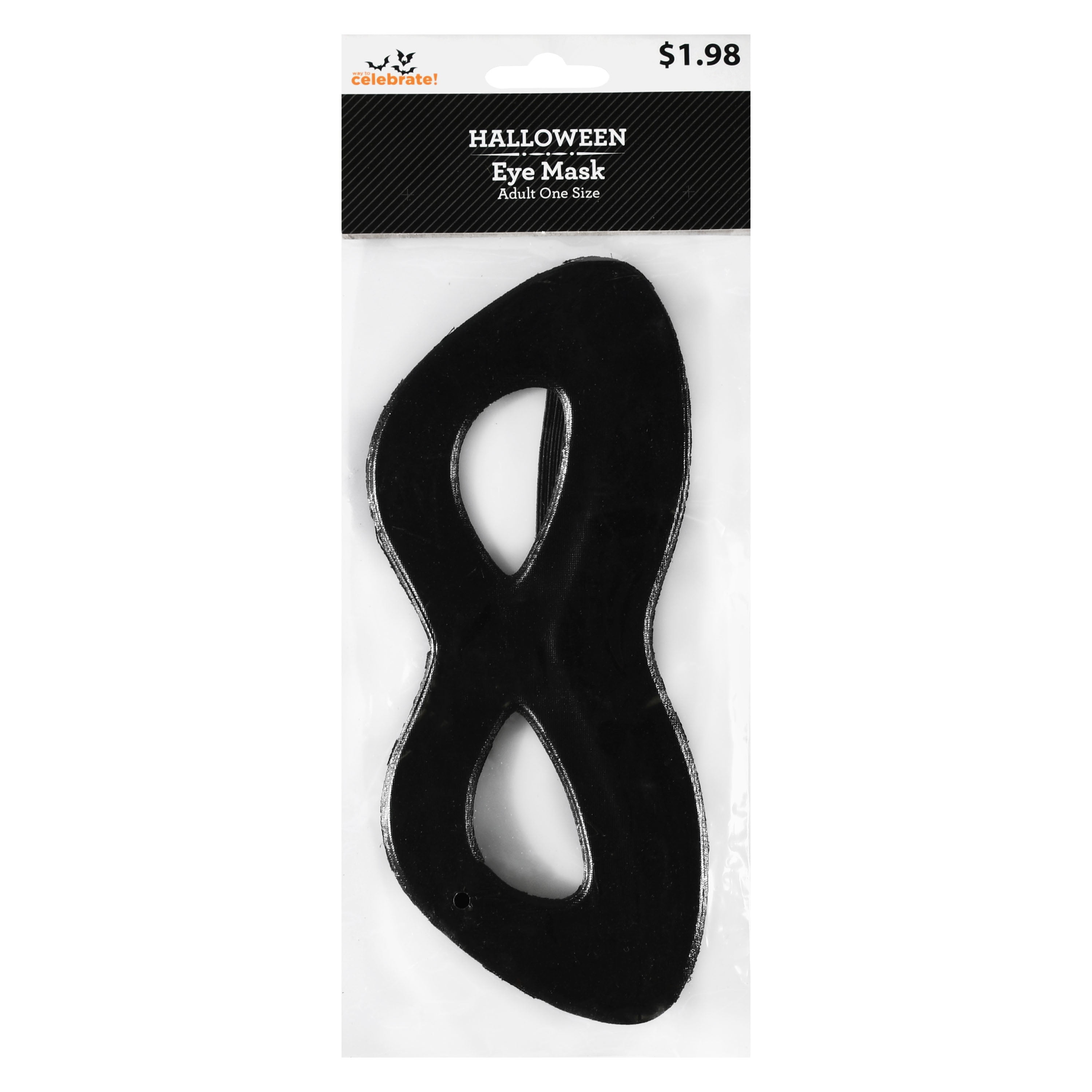 Way To Celebrate Halloween Unisex Adult Black Eye Mask, 1 Piece