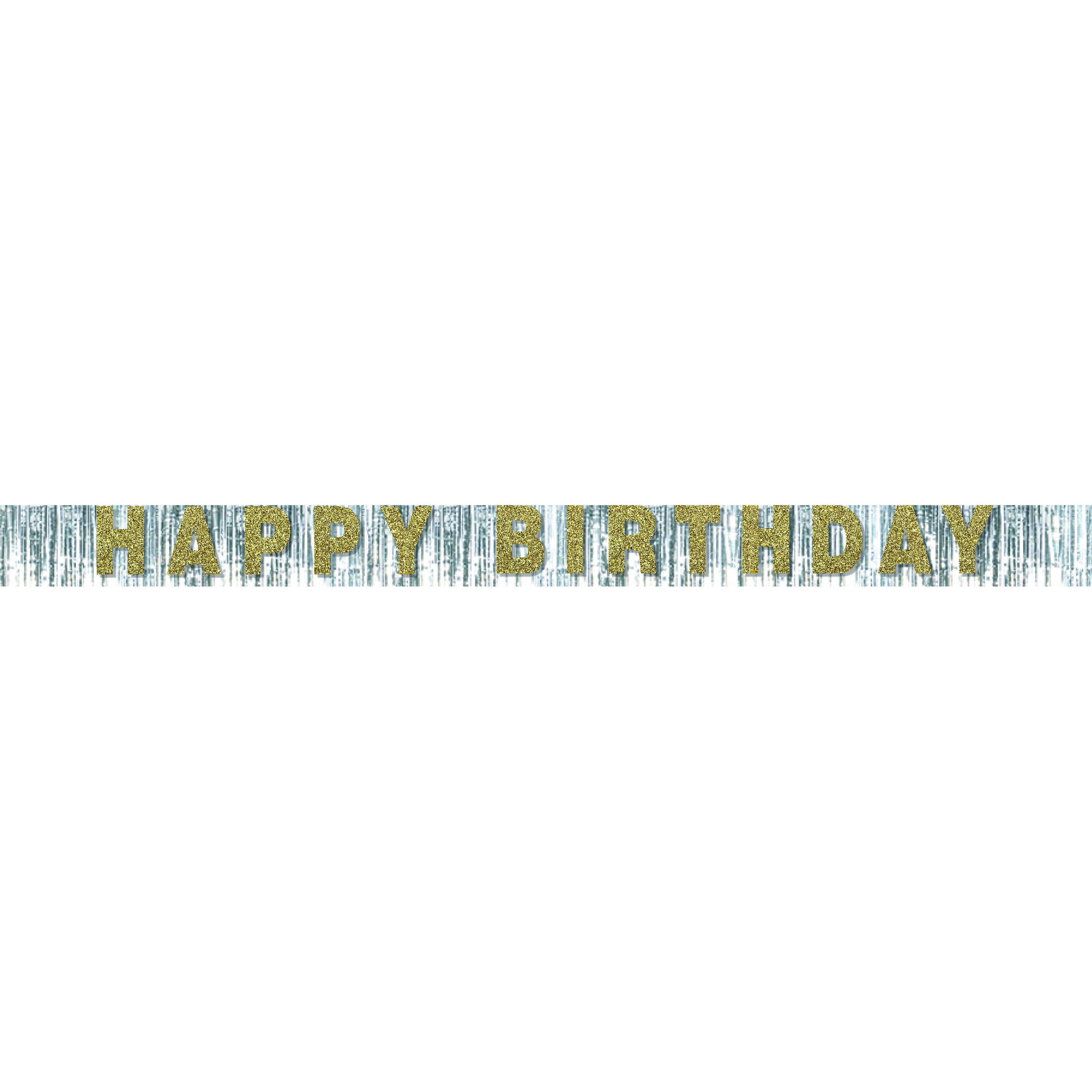 Way To Celebrate Happy Birthday Foil Fringe Party Banner, Gold, 7 ft