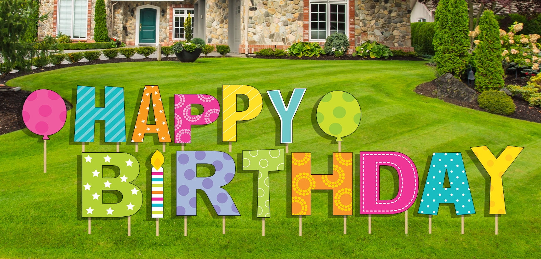 Way To Celebrate Happy Birthday Yard Sign, 16” x 18” (15 Count)