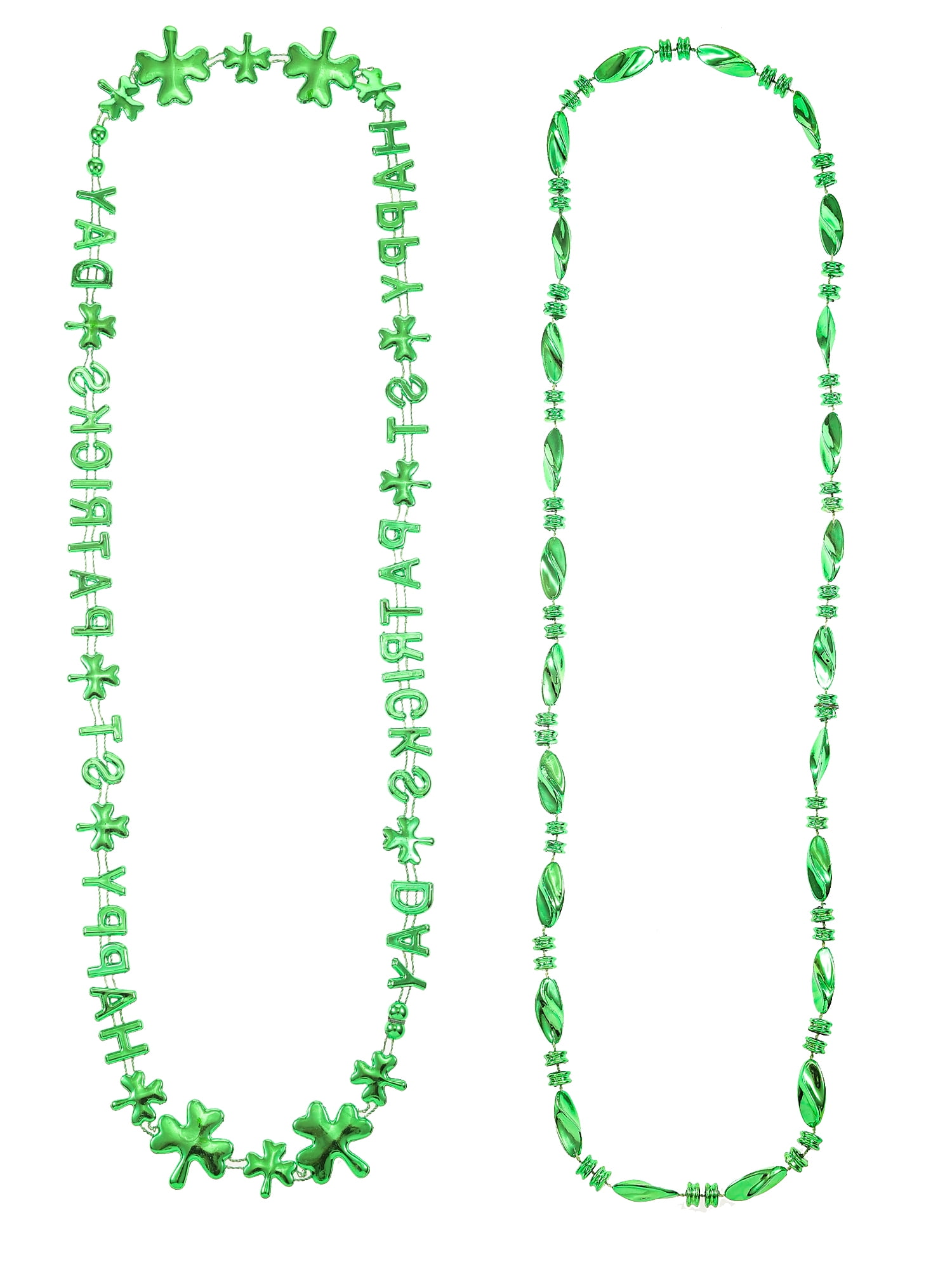 Way To Celebrate Happy St. Patrick's Day Necklace Duo, Shiny Green, 2 Pieces