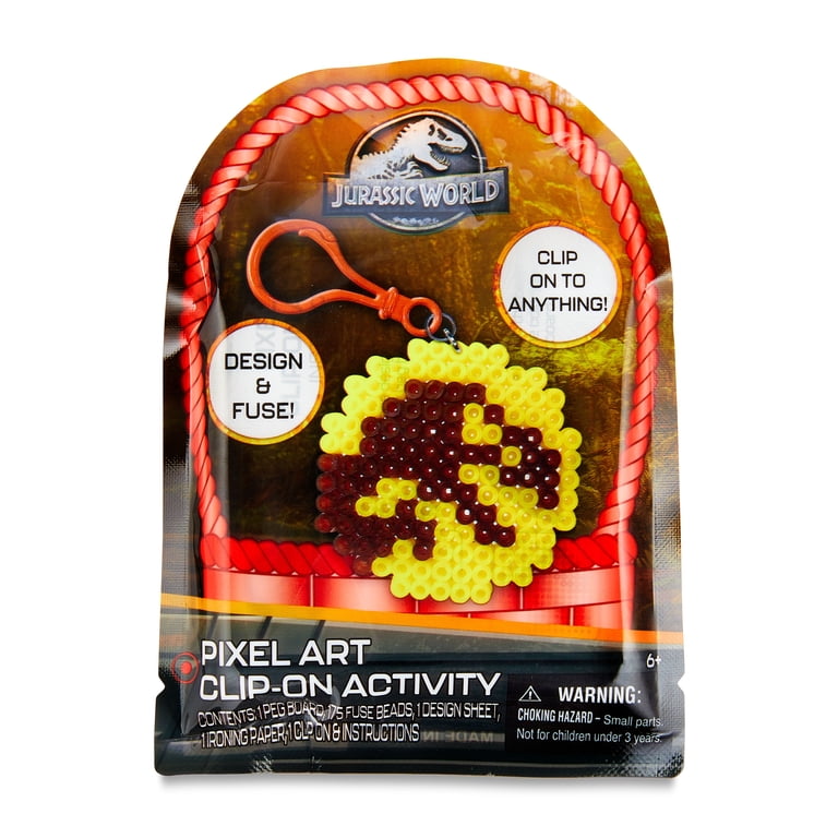 Jurassic World Pixel Art Clip on Activity, 175 Plastic Beads
