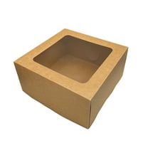 8" x 8" x 4" Kraft Cake Box with Window, by Way To Celebrate