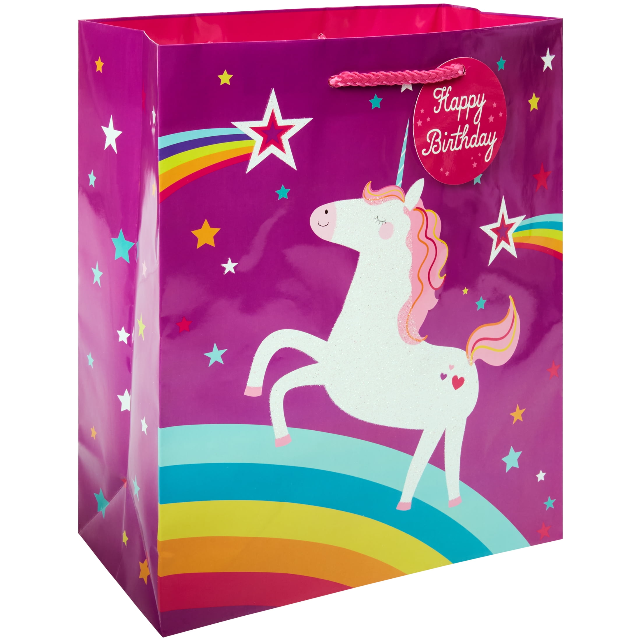 Way To Celebrate Large Rainbow Unicorn Gift Bag, Purple