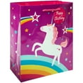 thumbnail image 1 of Way To Celebrate Large Rainbow Unicorn Gift Bag, Purple, 1 of 2