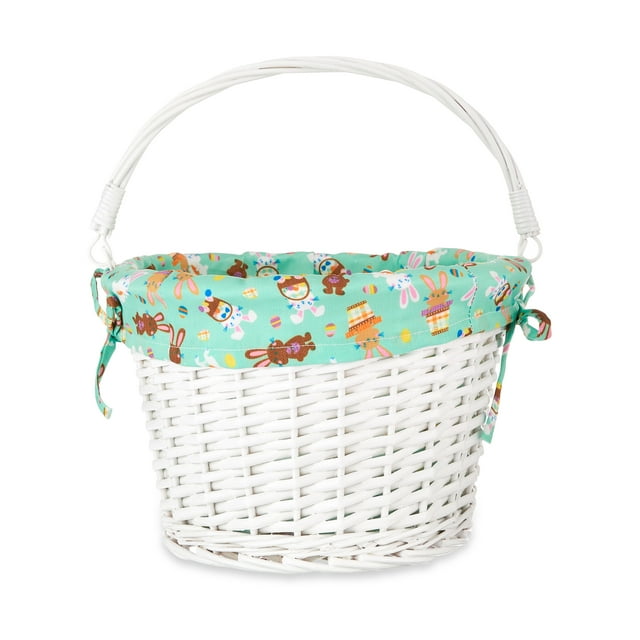 Way To Celebrate Large Round White Willow Easter Basket with Bunny